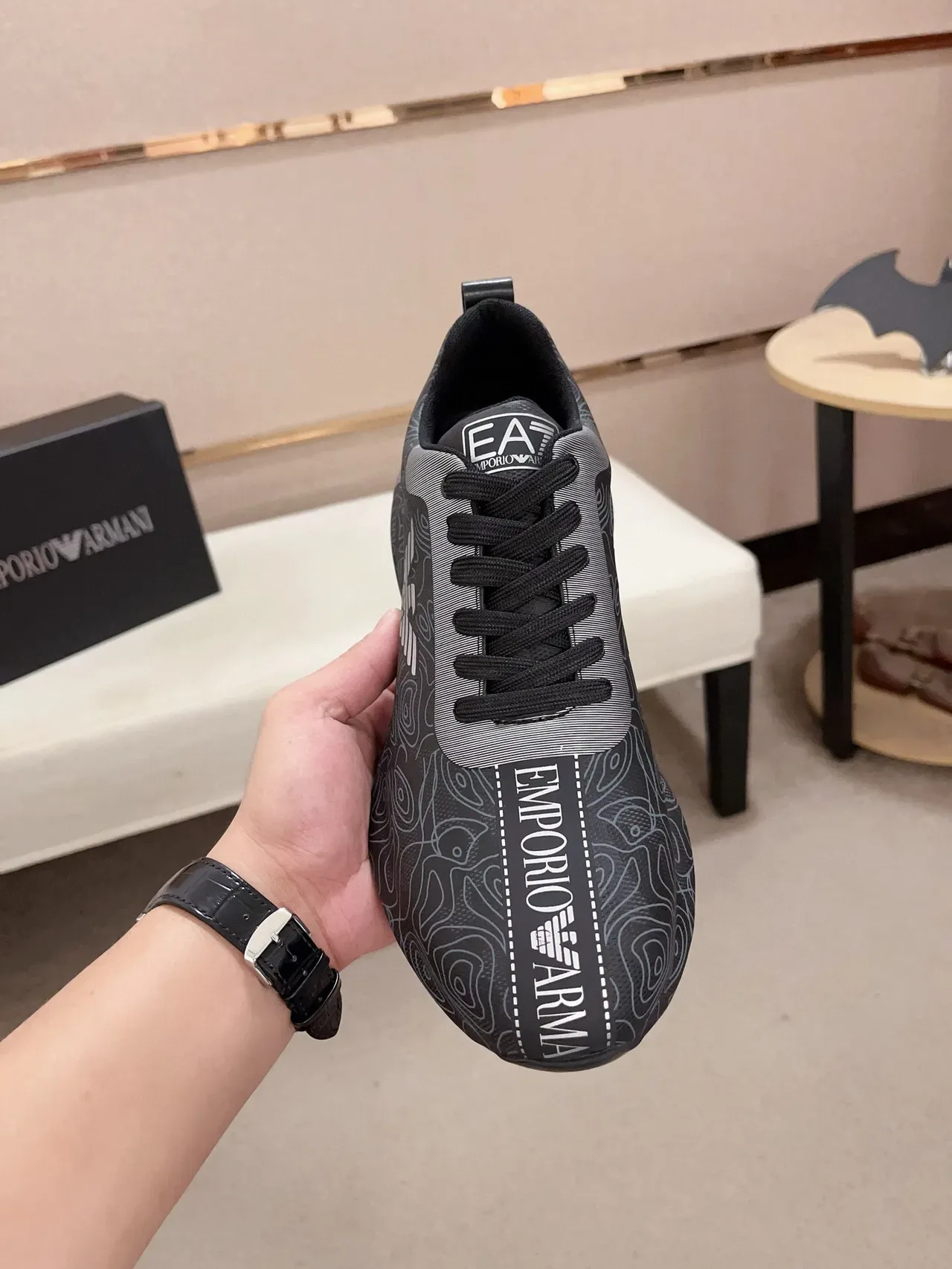 Emporio Armani Topographic Print Eagle Logo Black Lifestyle Sneakers 2