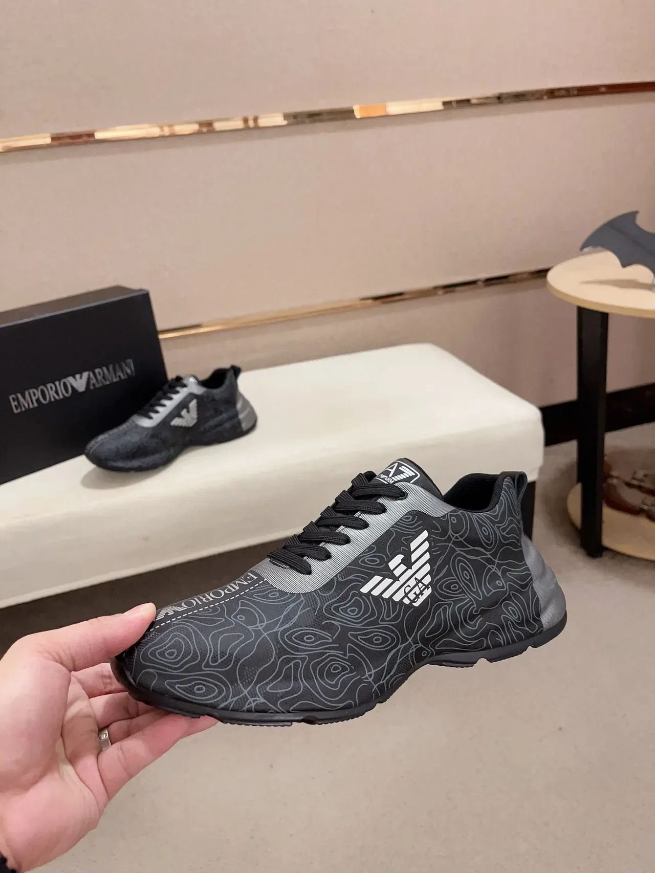 Emporio Armani Topographic Print Eagle Logo Black Lifestyle Sneakers 3