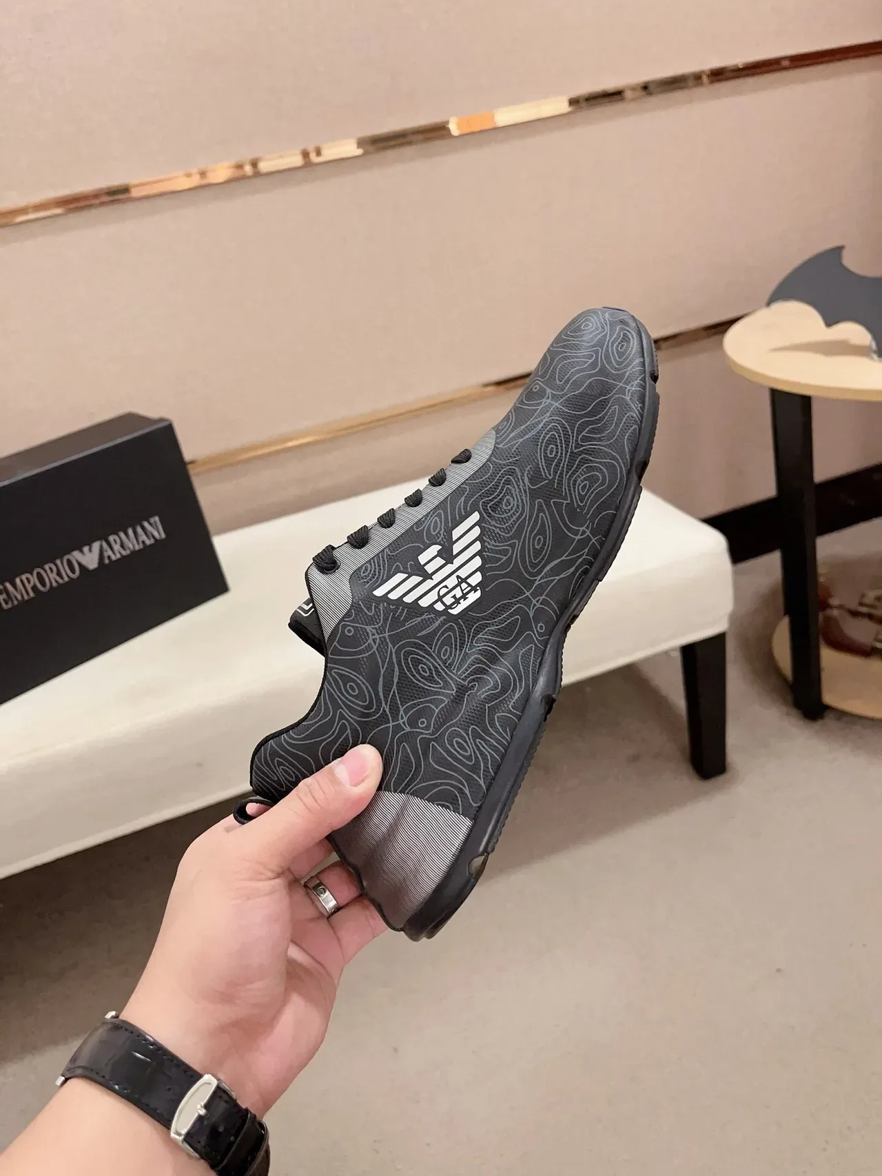 Emporio Armani Topographic Print Eagle Logo Black Lifestyle Sneakers 5