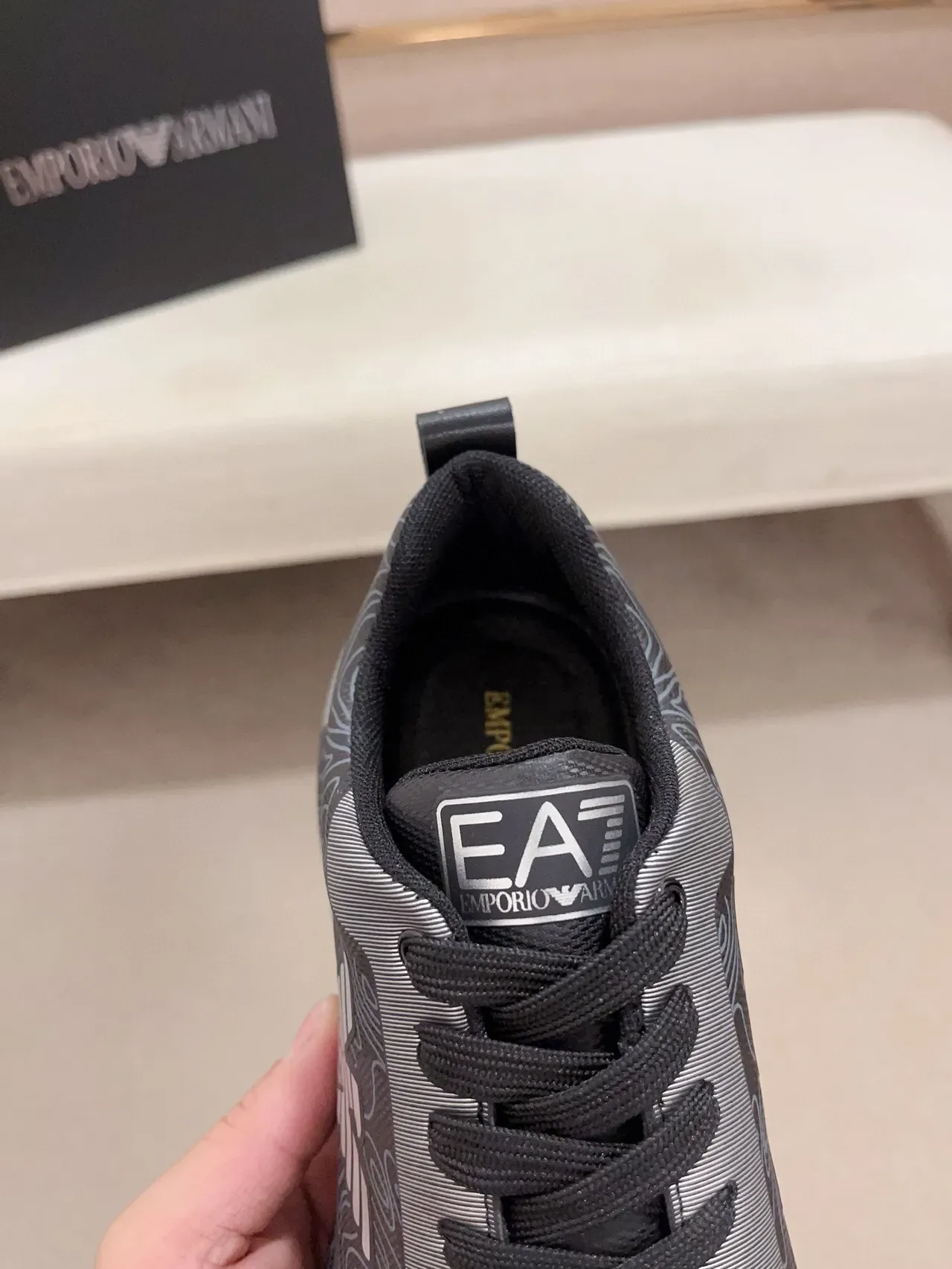 Emporio Armani Topographic Print Eagle Logo Black Lifestyle Sneakers 6