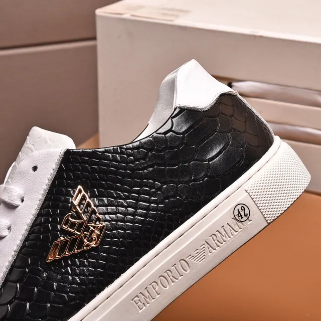 Emporio Armani Two-Tone Croc-Embossed Leather Sneaker 2