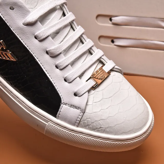 Emporio Armani Two-Tone Croc-Embossed Leather Sneaker 3