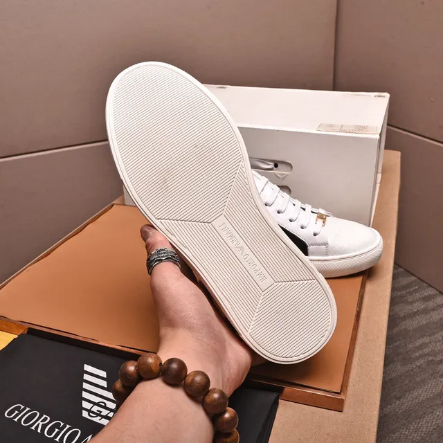 Emporio Armani Two-Tone Croc-Embossed Leather Sneaker 4