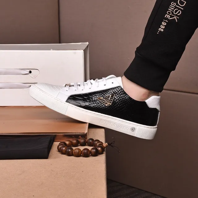 Emporio Armani Two-Tone Croc-Embossed Leather Sneaker 6