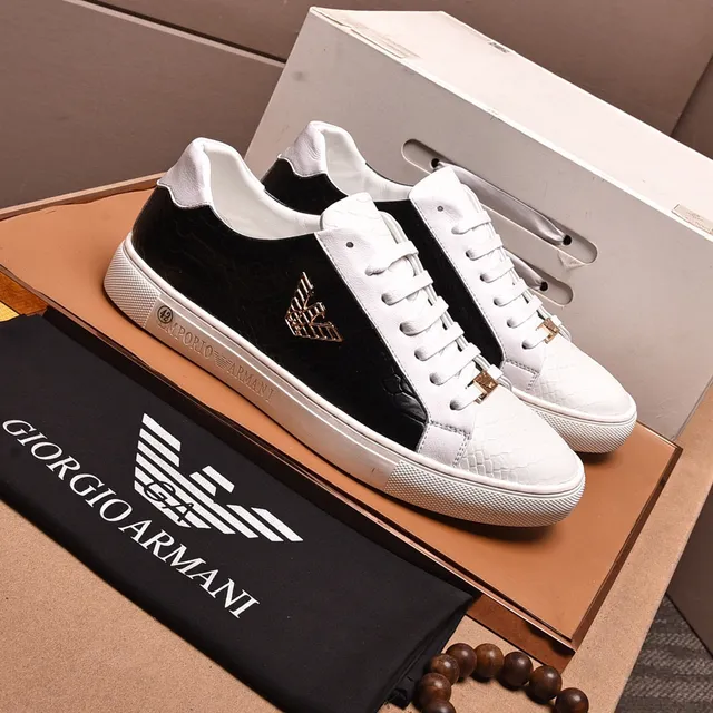 Emporio Armani Two-Tone Croc-Embossed Leather Sneaker 7