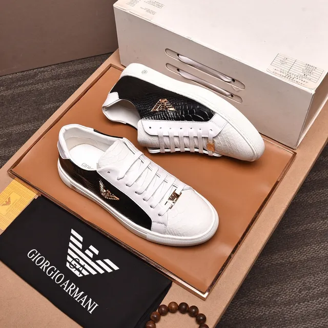 Emporio Armani Two-Tone Croc-Embossed Leather Sneaker 8