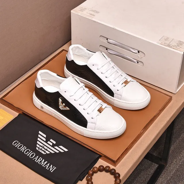 Emporio Armani Two-Tone Croc-Embossed Leather Sneaker 9