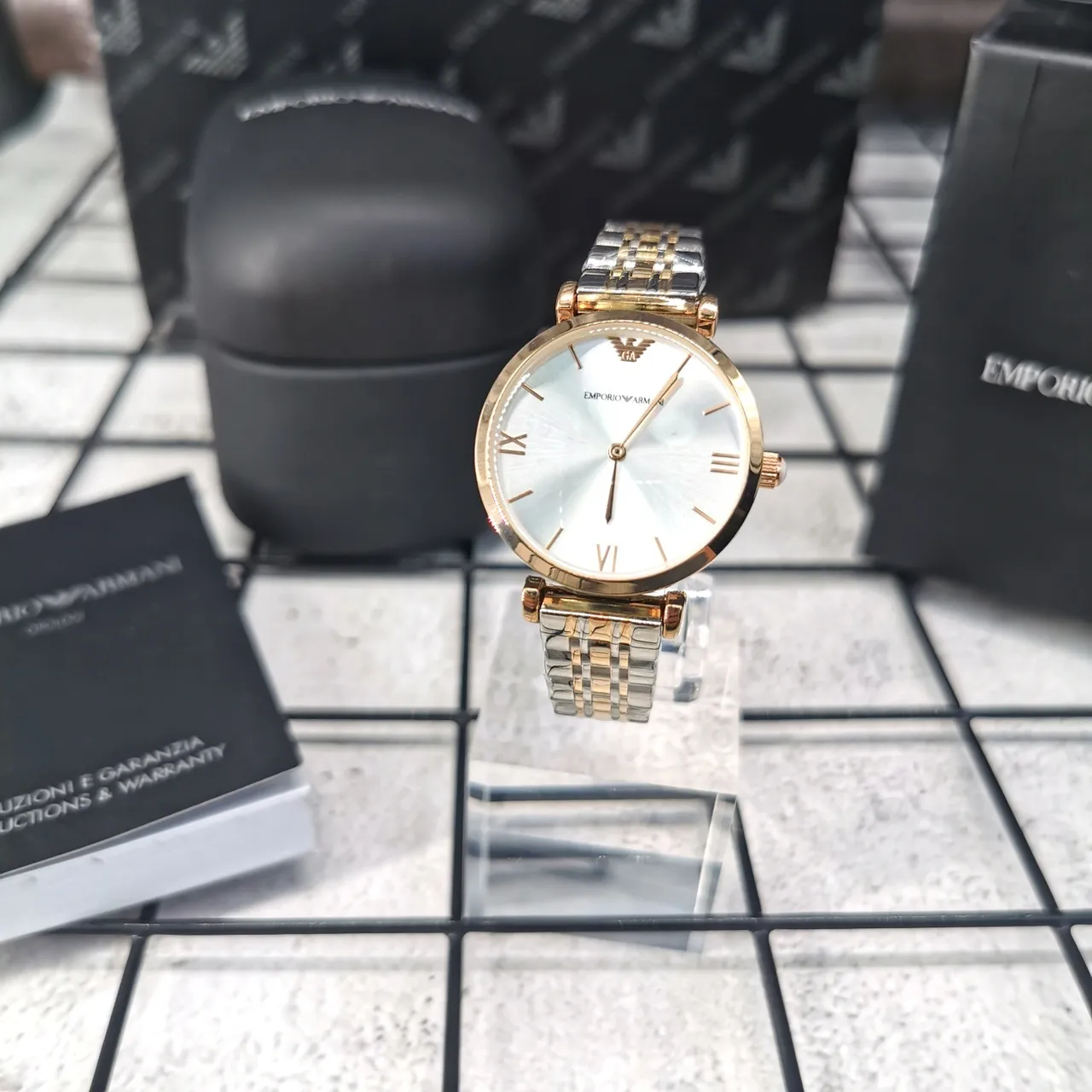 Emporio Armani Two-Tone Sunray Dial Roman Numeral Quartz Watch 2