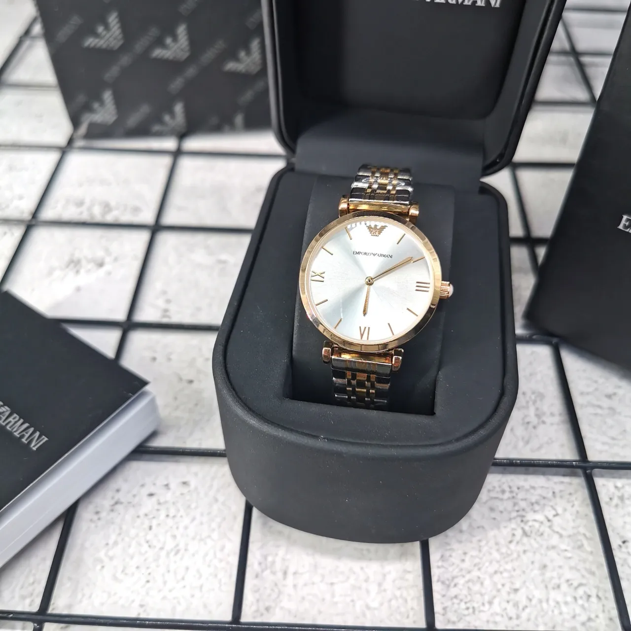 Emporio Armani Two-Tone Sunray Dial Roman Numeral Quartz Watch 3