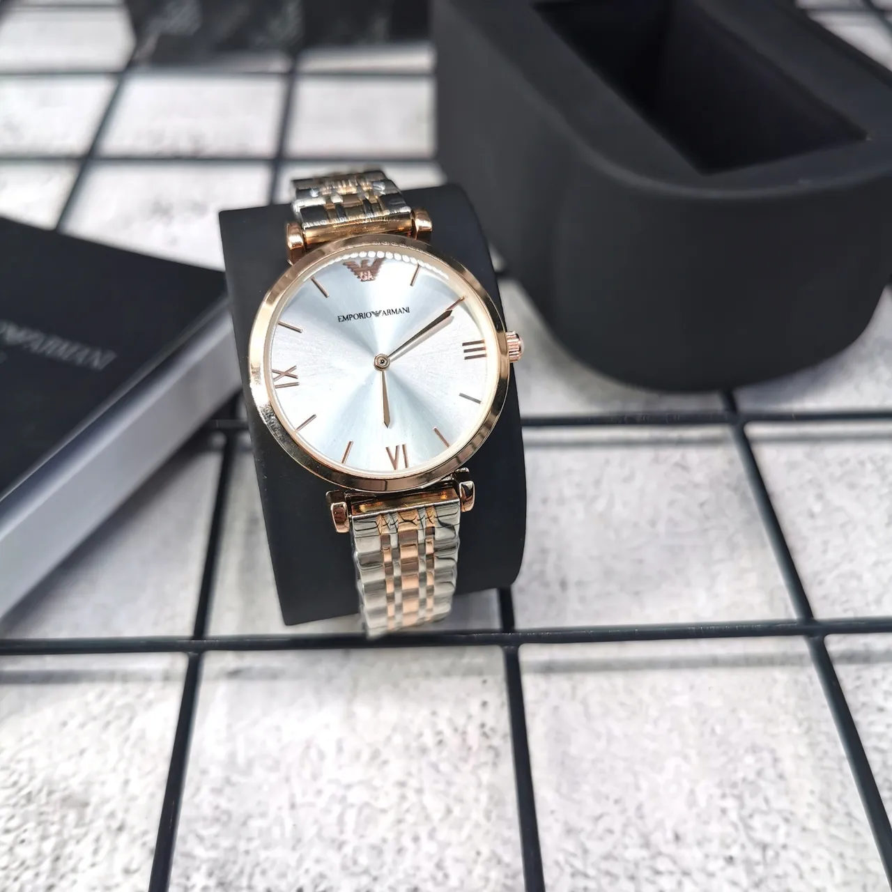 Emporio Armani Two-Tone Sunray Dial Roman Numeral Quartz Watch 5