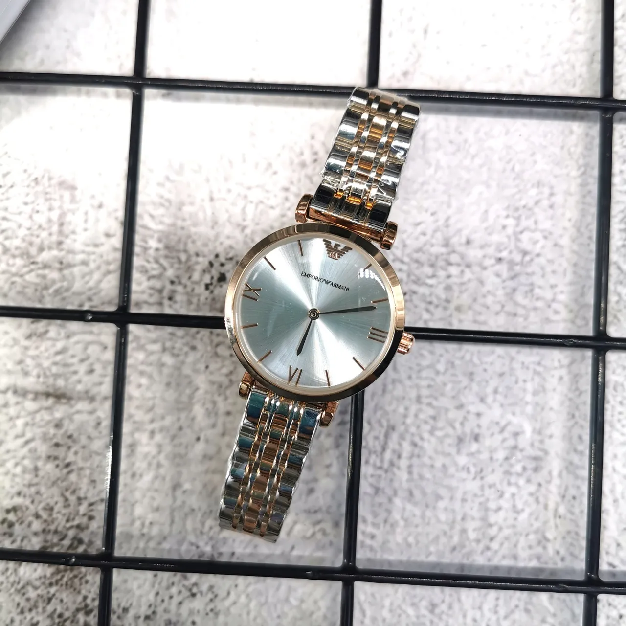 Emporio Armani Two-Tone Sunray Dial Roman Numeral Quartz Watch 6