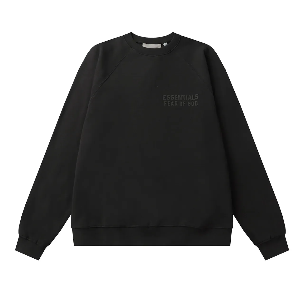 Fear of God Essentials Black Raglan Sleeves Embroidered Chest Logo Sweater 2