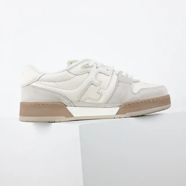 Fendi Beige Blanc Baskets Lifestyle Basses Empeigne Daim-Cuir Hybride 7