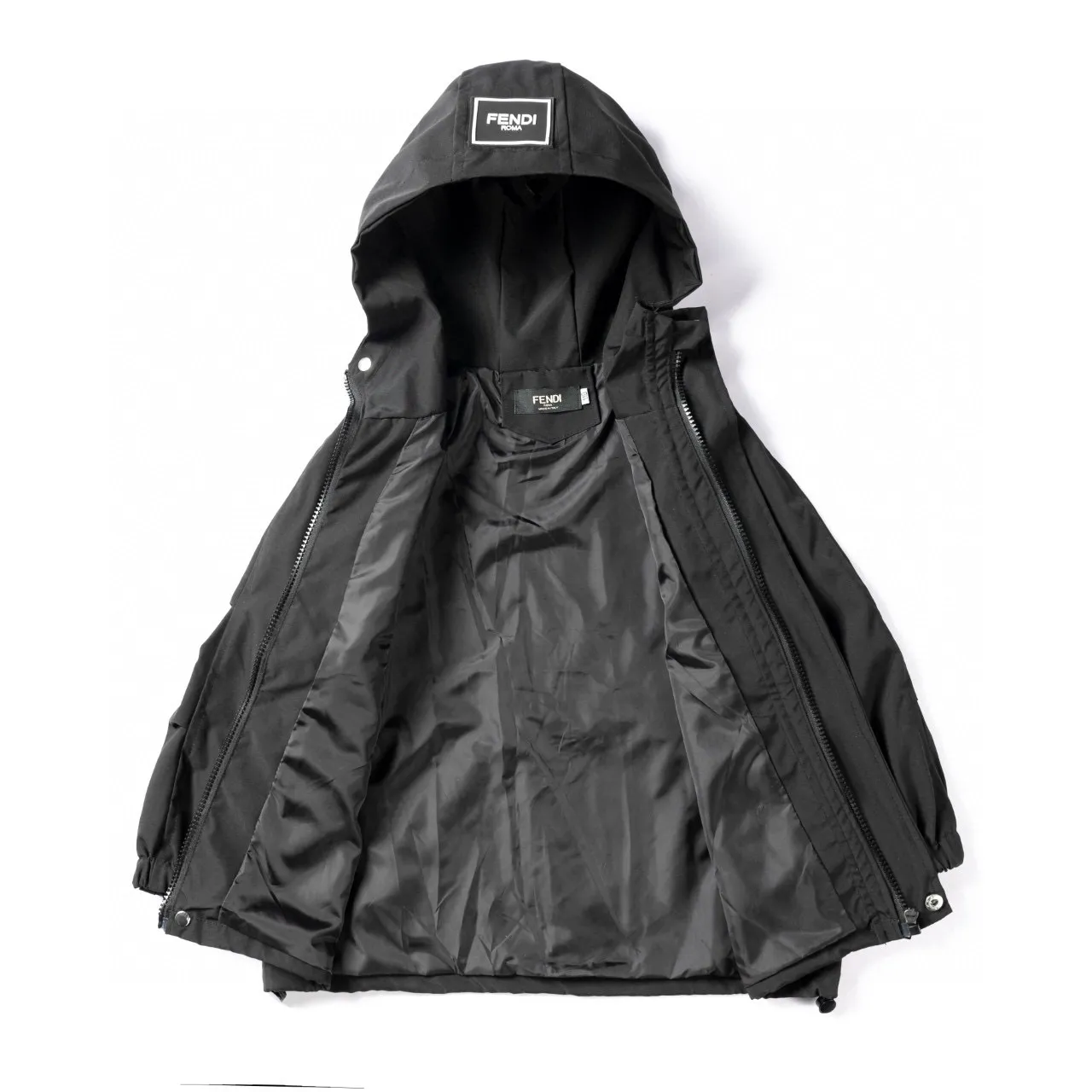 Fendi Black White Hooded Zip-Front Jacket 16
