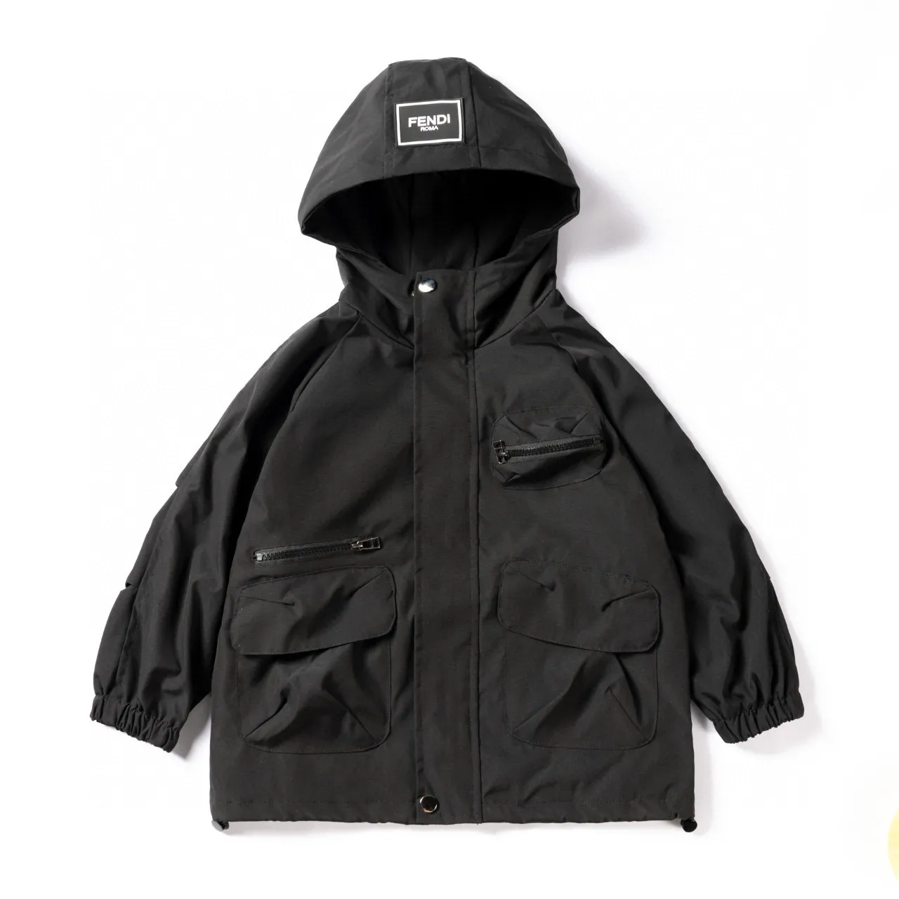 Fendi Black White Hooded Zip-Front Jacket 18