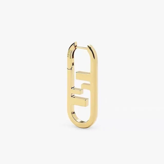 Fendi FF Logo حلق ذهبي oversized مصقول أقراط 4