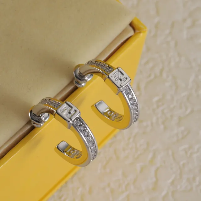 Fendi Gold Silver Hinged Hoop Pavé-Set Ring 2
