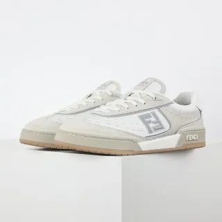 Fendi Lifestyle Sneaker Beige Gray Low-Top Perforated Suede-Mesh Upper Lifestyle Sneakers