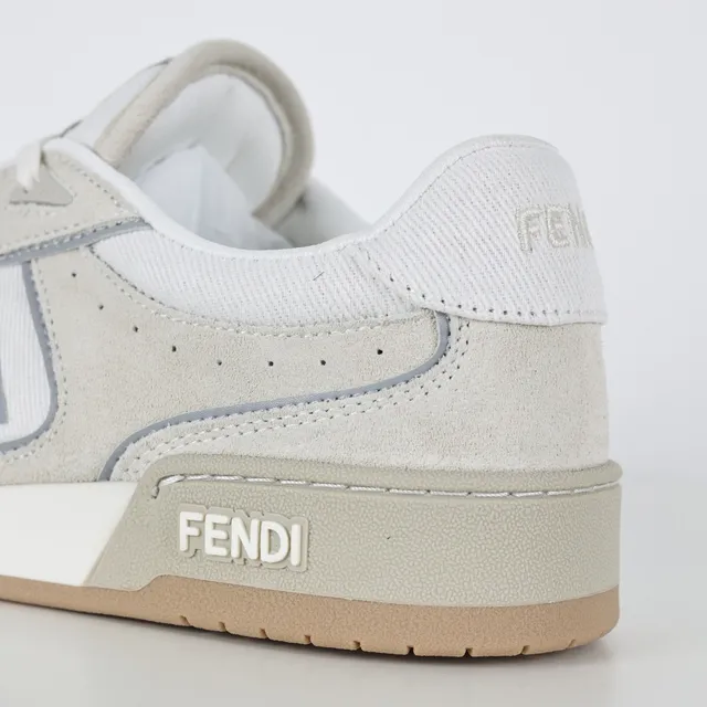 Fendi Estilo de vida Zapatilla Beige Gris Low-Top Perforado Ante Malla Parte Superior Estilo de vida Zapatilla 4