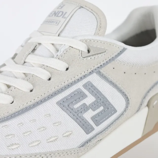 Fendi Estilo de vida Zapatilla Beige Gris Low-Top Perforado Ante Malla Parte Superior Estilo de vida Zapatilla 6