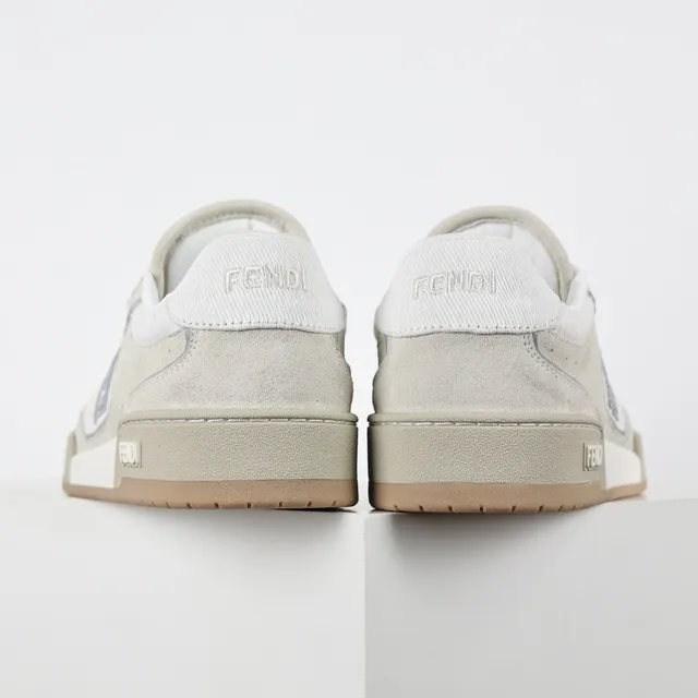 Fendi Estilo de vida Zapatilla Beige Gris Low-Top Perforado Ante Malla Parte Superior Estilo de vida Zapatilla 8