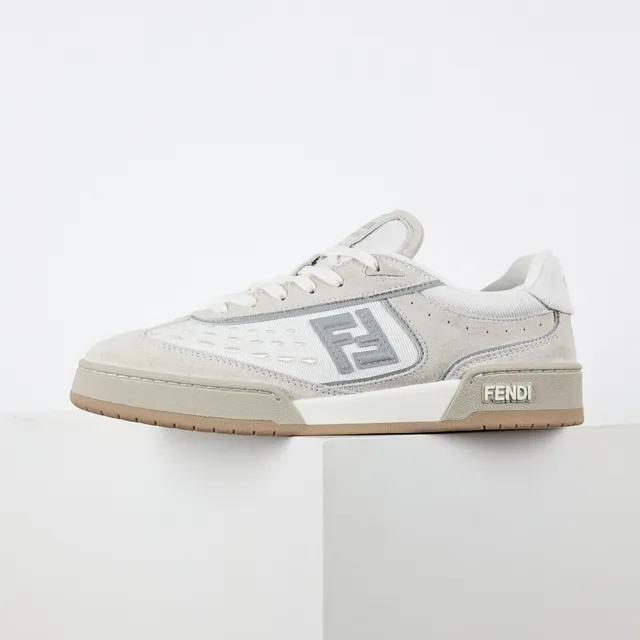 Fendi Estilo de vida Zapatilla Beige Gris Low-Top Perforado Ante Malla Parte Superior Estilo de vida Zapatilla 9