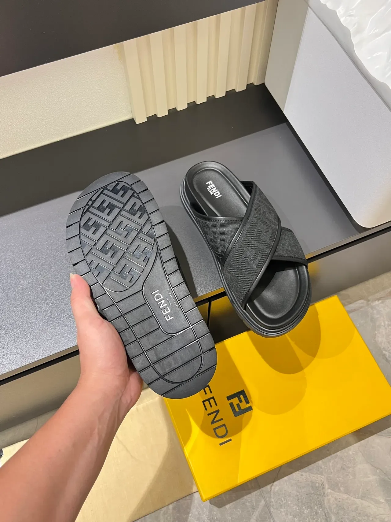Fendi Mania FF Monogram Cross-Strap Platform Slippers 2