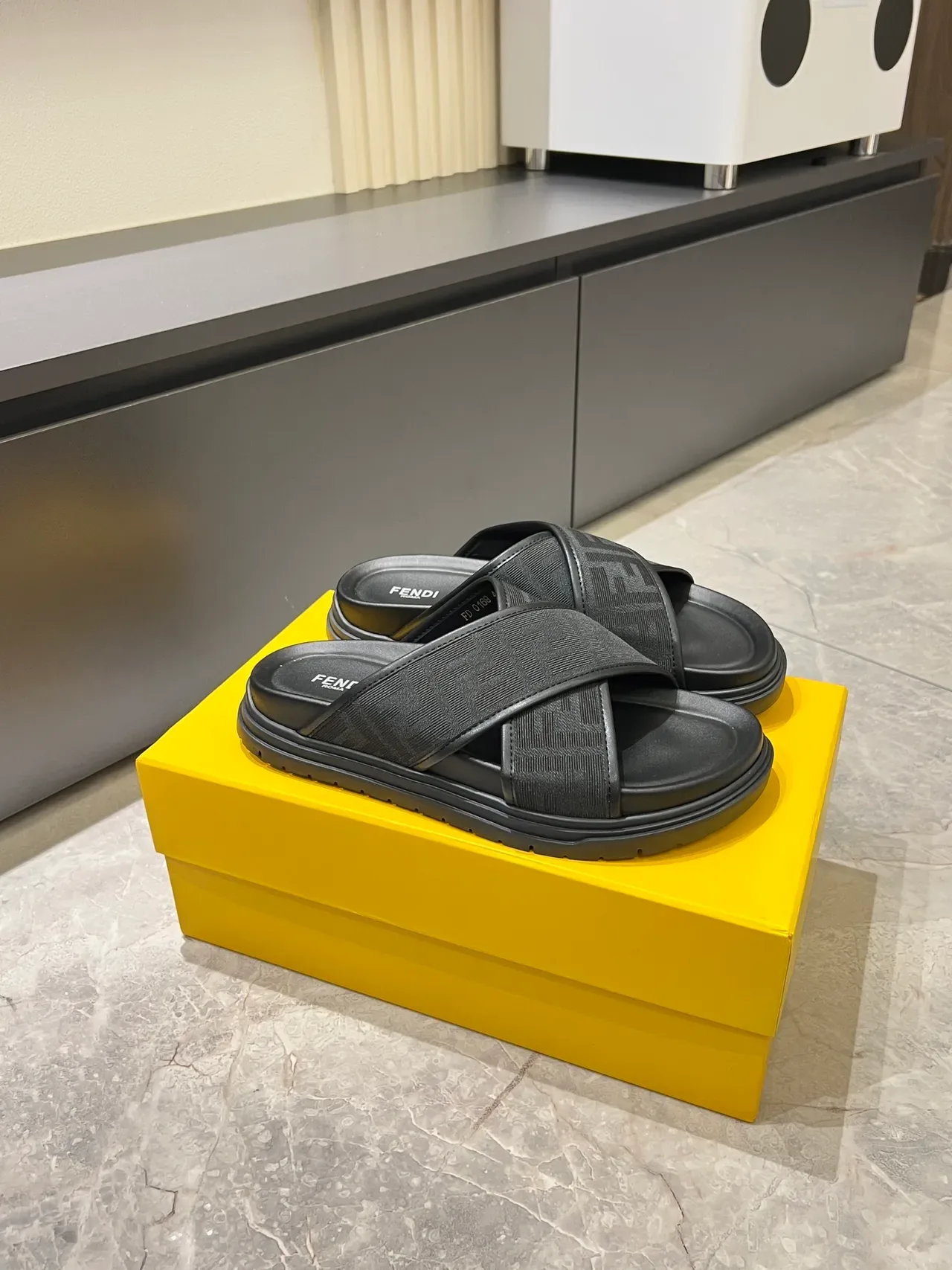 Fendi Mania FF Monogram Cross-Strap Platform Slippers 6