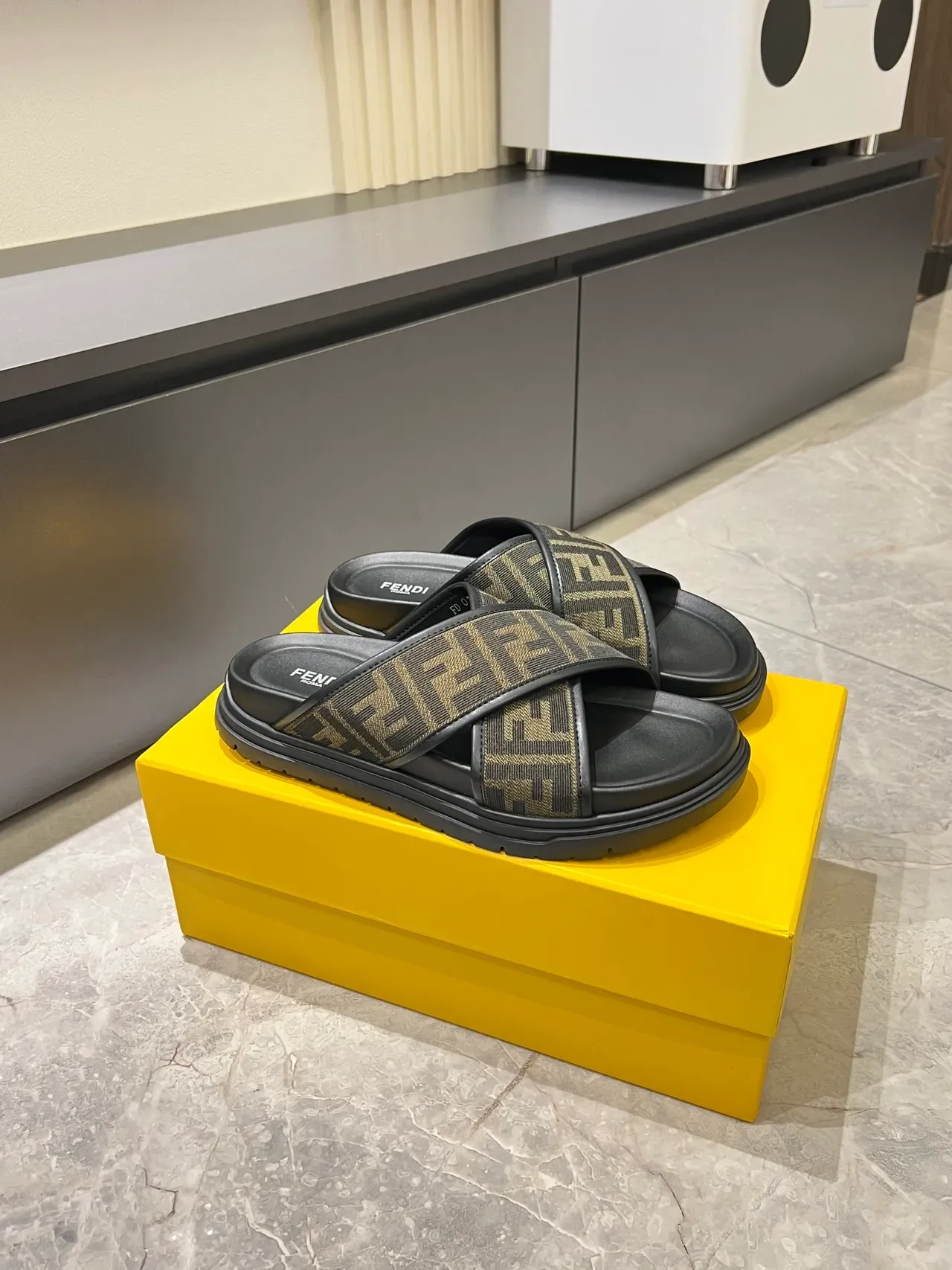 Fendi Mania FF Monogram Cross-Strap Platform Slippers 8