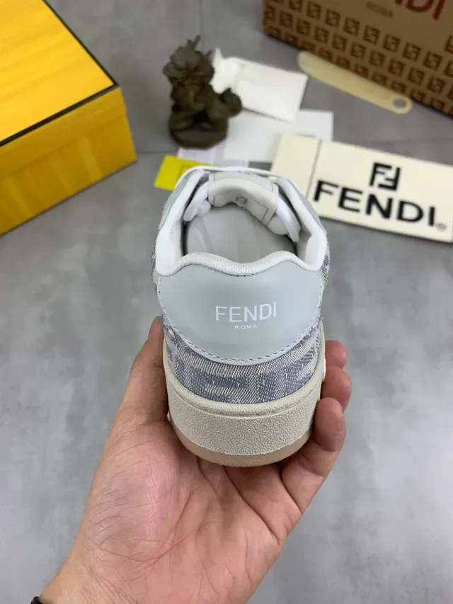 Fendi Monogrammed Gray and White Lifestyle Sneaker 3