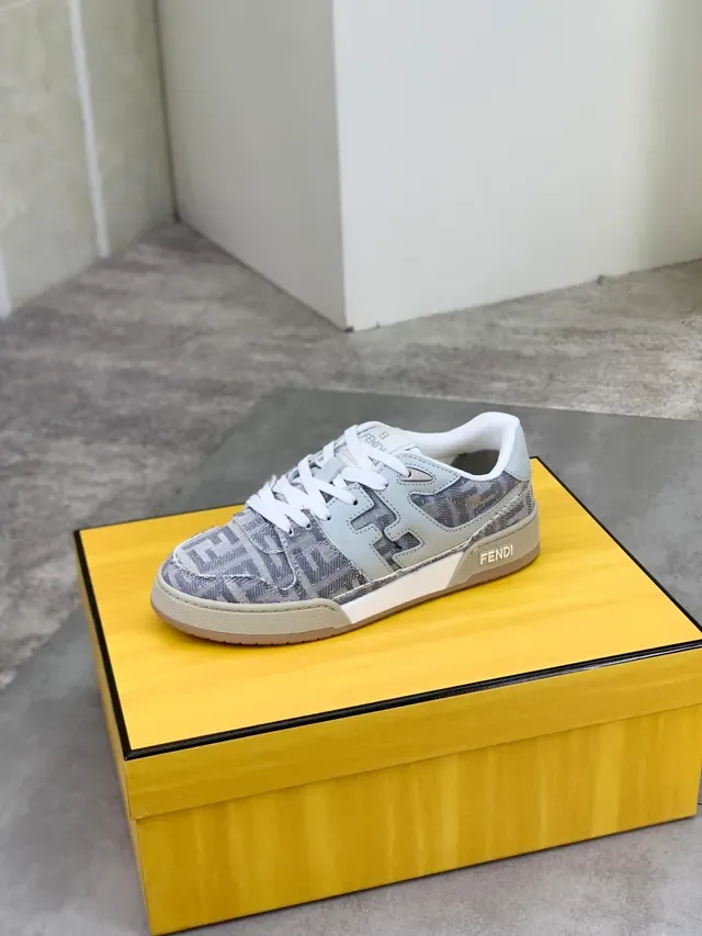 Fendi Monogrammed Gray and White Lifestyle Sneaker 4