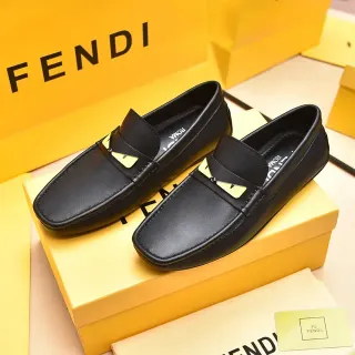 Fendi Monster Eye Black Leather Loafers