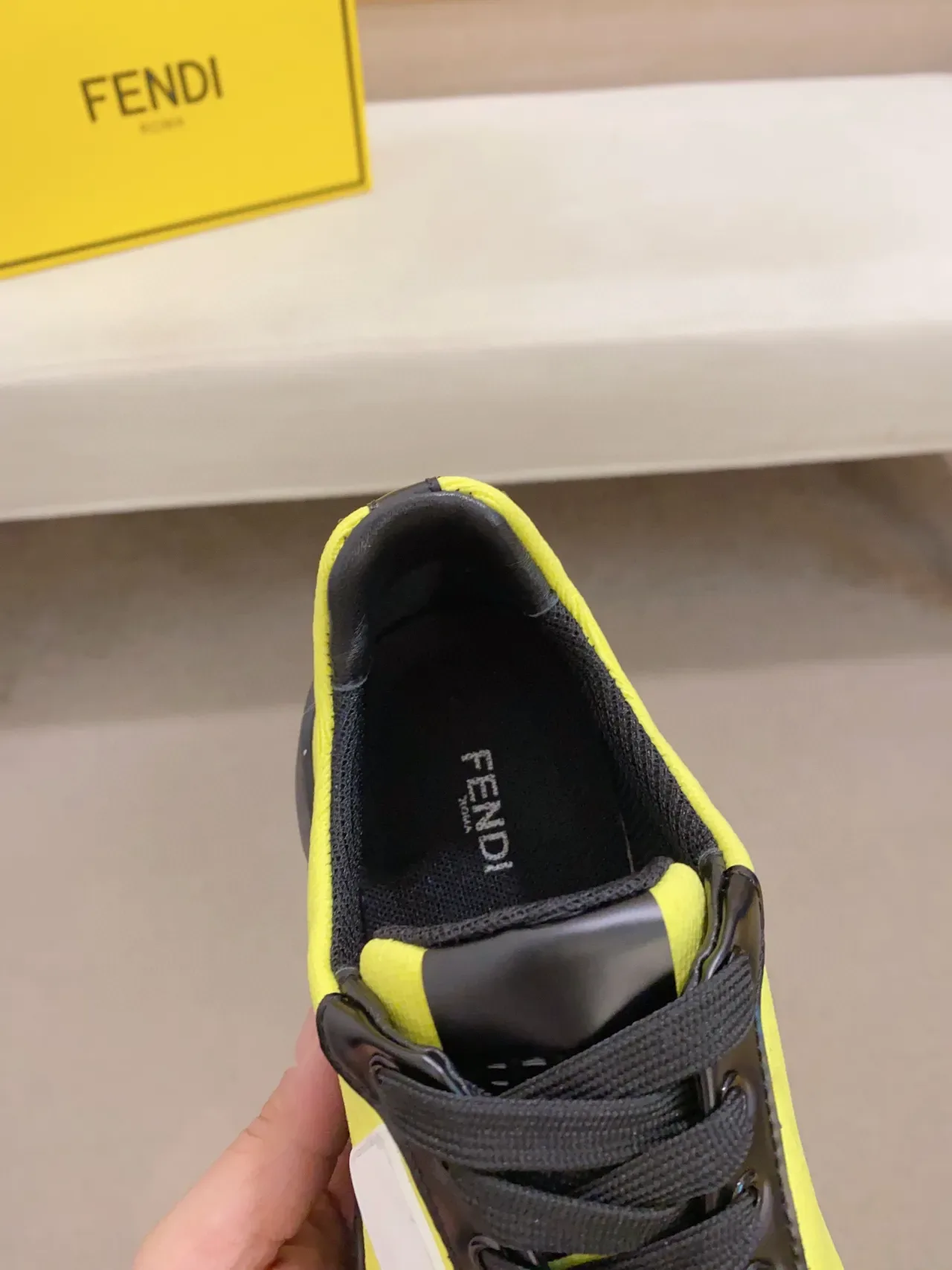 Fendi Monster Eye Neon Yellow and Black Lifestyle Sneakers 4
