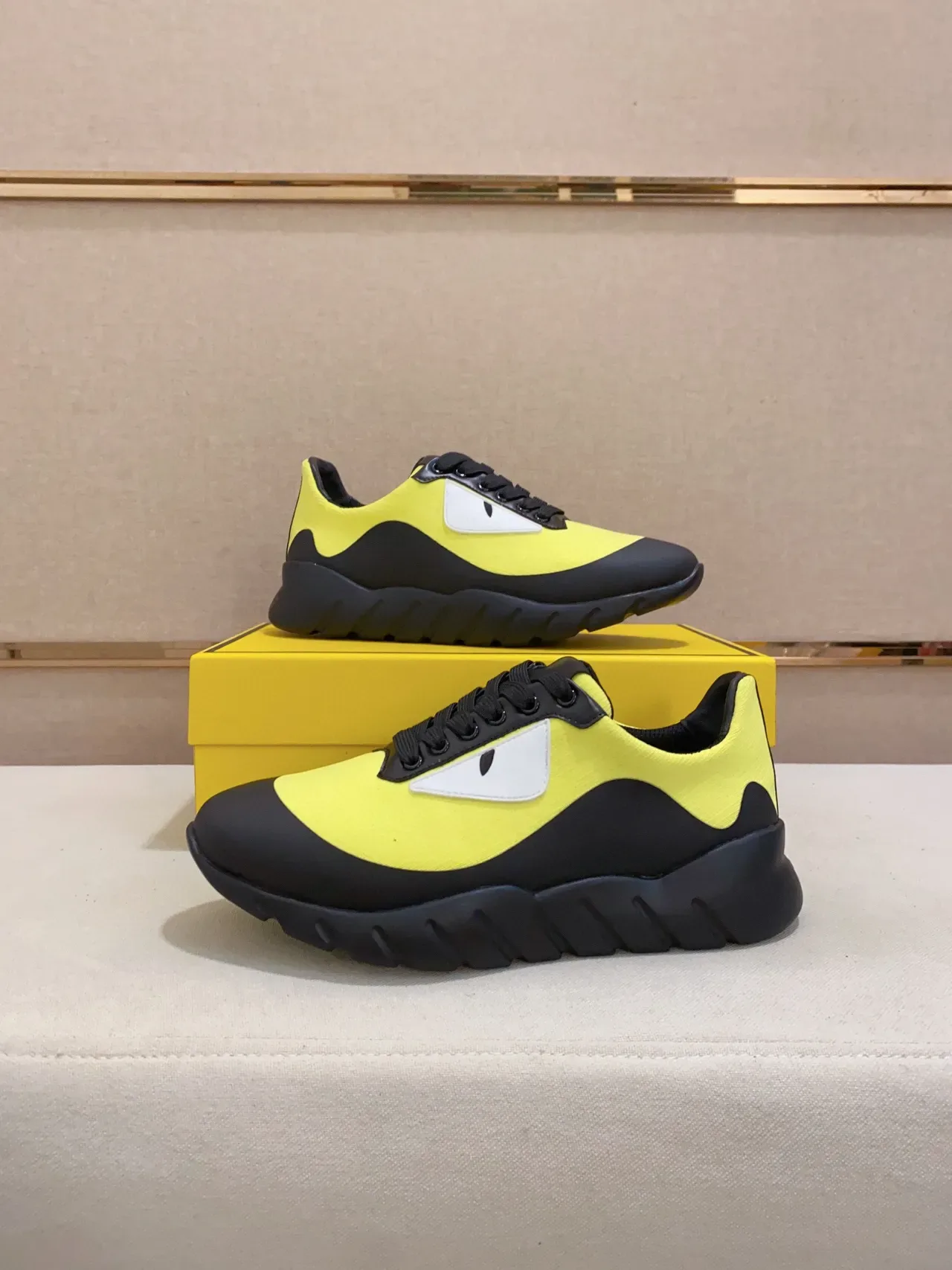 Fendi Monster Eye Neon Yellow and Black Lifestyle Sneakers 5