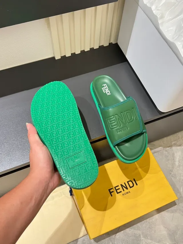 Fendi Multicolor Molded Rubber Embossed Logo Strap Slippers 3