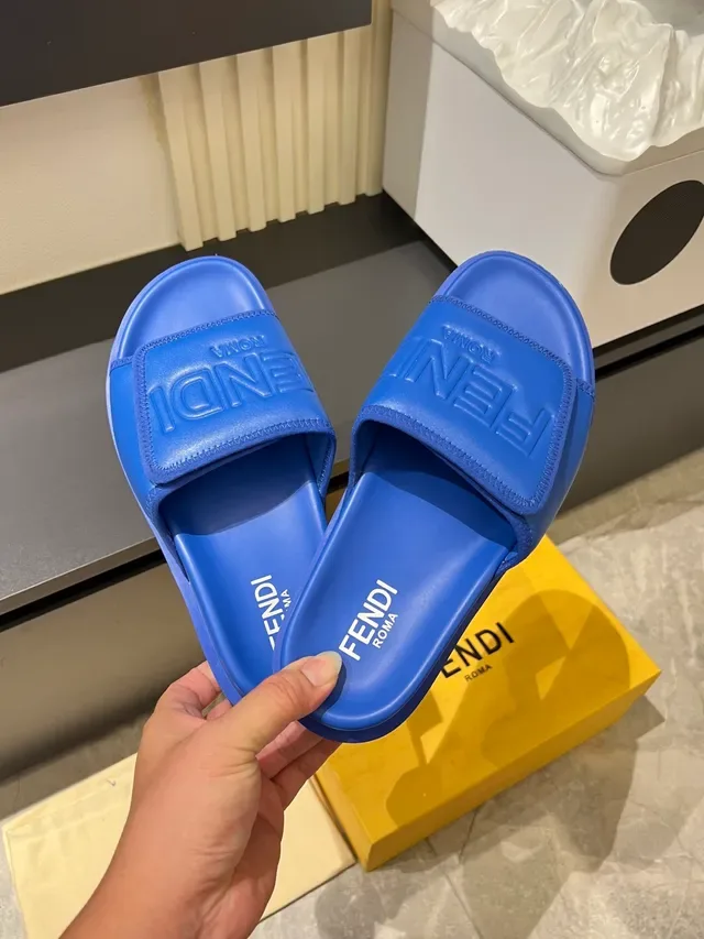 Fendi Multicolor Molded Rubber Embossed Logo Strap Slippers 17