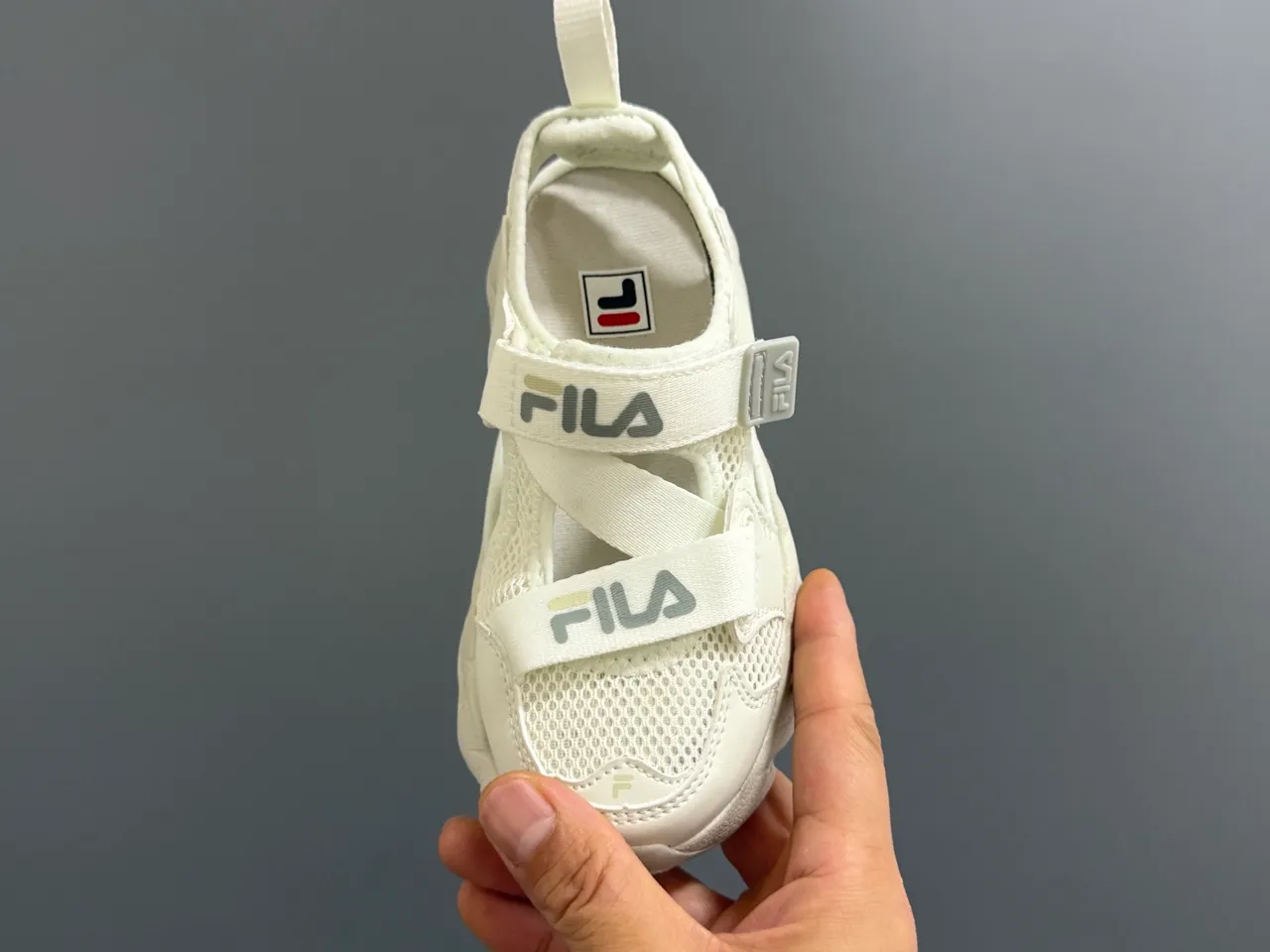 Fila Beige Black Chunky Sole Mesh-and-Synthetic Upper Casual Sandals 23