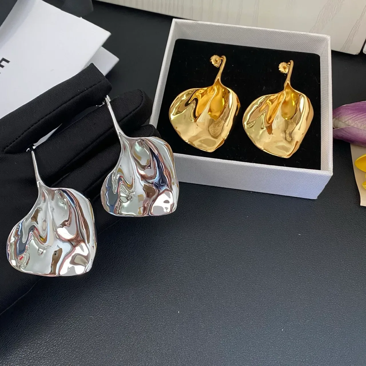 Abstract Molten Metal Sculptural Earrings 6