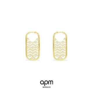 apm Monaco Gold-Tone Zigzag Pavé Rectangular Hoop Earrings