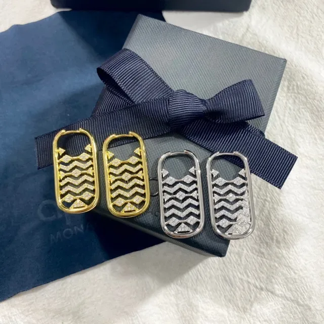 apm Monaco Gold-Tone Zigzag Pavé Rectangular Hoop Earrings 9
