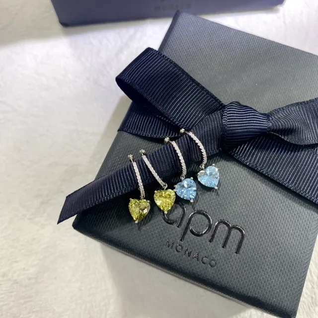 APM Monaco Heart Gemstone Dangle Earrings 1