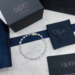 apm Monaco Pulsera de piedra con forma de pera en tono plateado