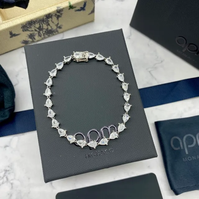 apm Monaco Pear-Shaped Stone Silver-Tone Bracelet 3