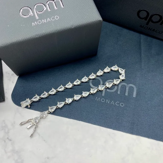 apm Monaco Pear-Shaped Stone Silver-Tone Bracelet 6