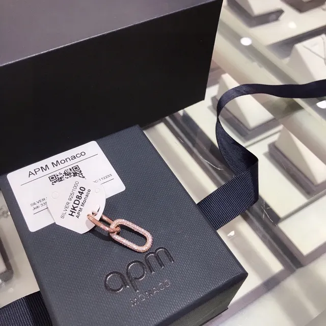 APM MONACO Rose Gold Pavé Oval Link Earring 5