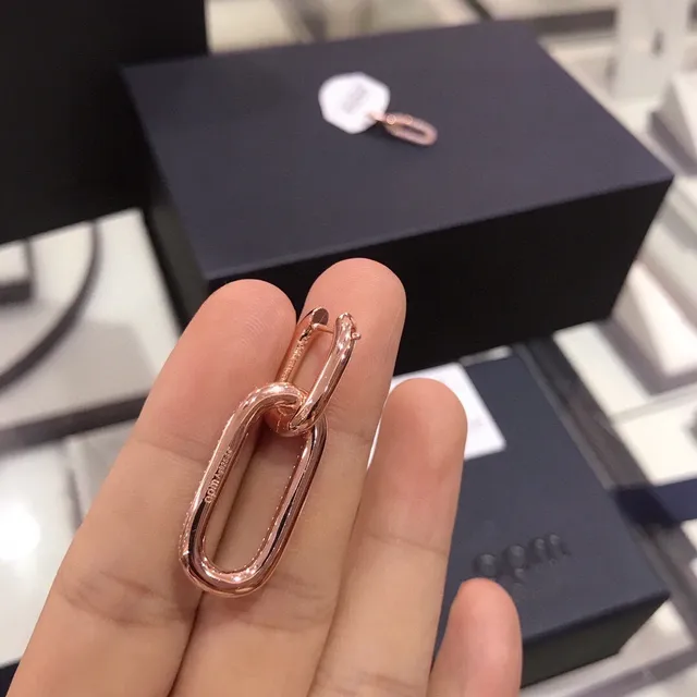 APM MONACO Rose Gold Pavé Oval Link Earring 6