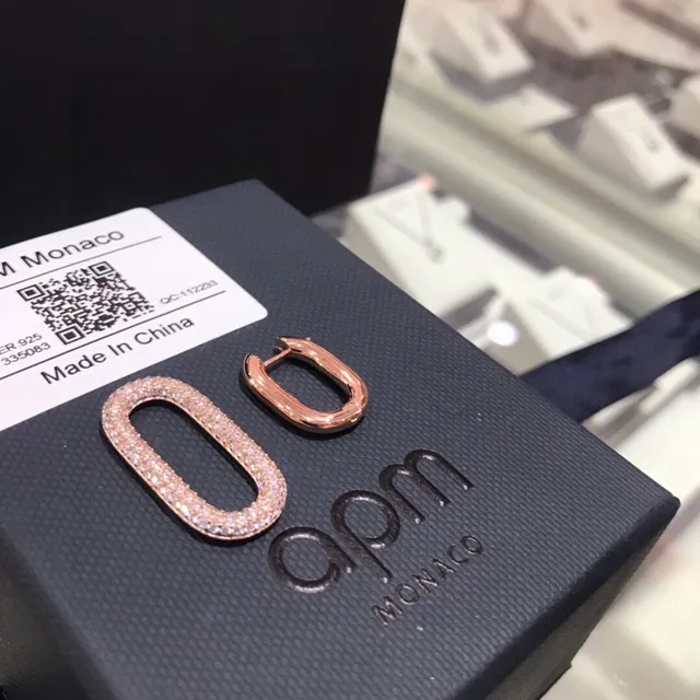 APM MONACO Rose Gold Pavé Oval Link Earring 7
