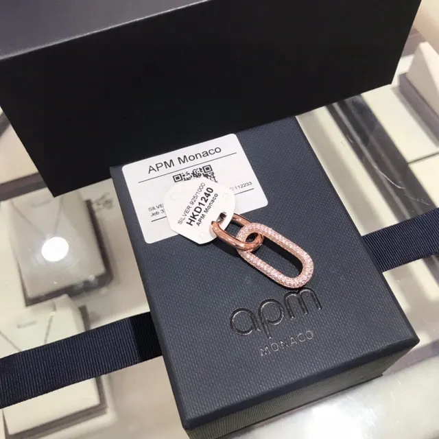 APM MONACO Rose Gold Pavé Oval Link Earring 8