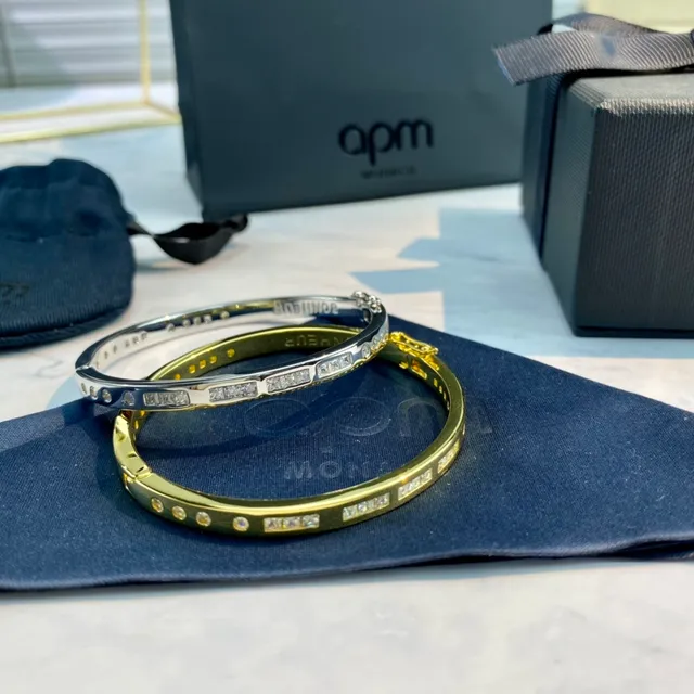 apm Monaco Stone-Set Hinged Bangle Bracelet 8
