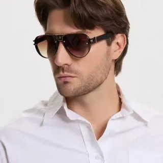 Aviator-Style Gradient Brown Lens Sunglasses